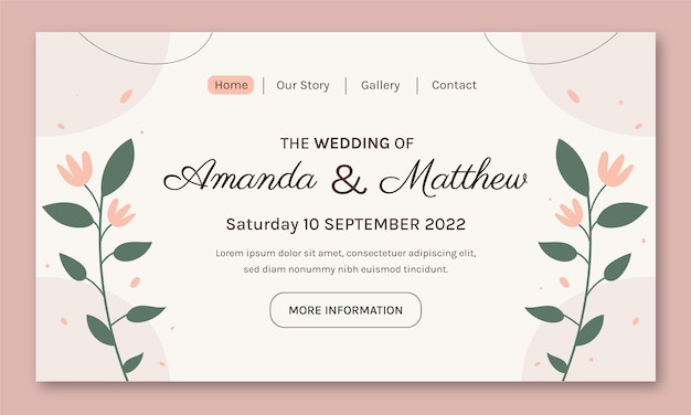 Free vector hand drawn minimal wedding template design