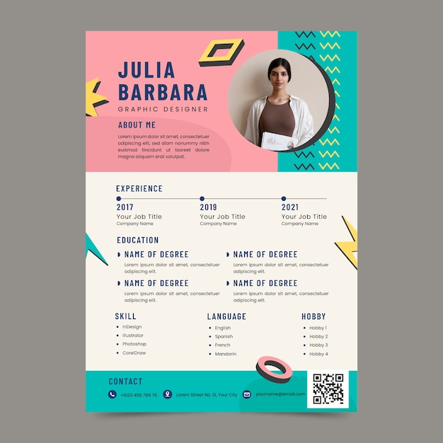 Free vector hand drawn minimalist retro cv template