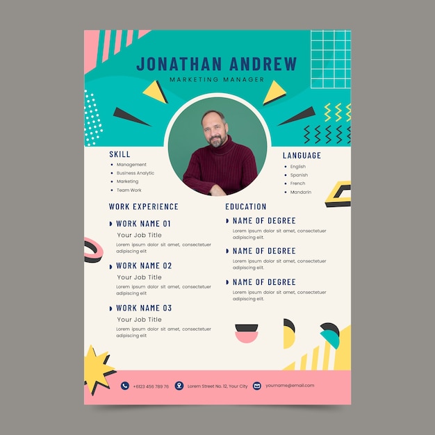 Free vector hand drawn minimalist retro cv template