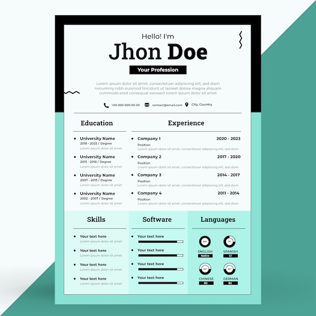 Free vector hand drawn minimalist retro cv template