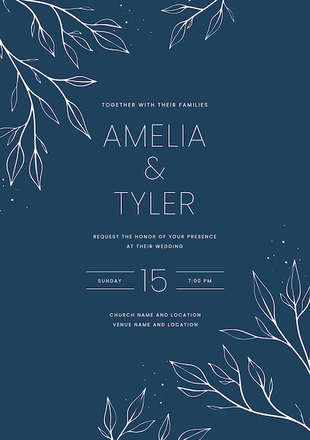 Free vector hand drawn minimalist wedding invitation template