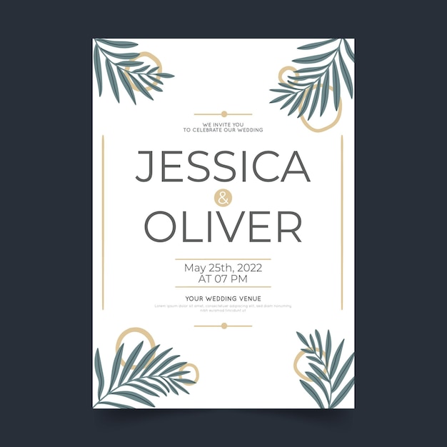 Free vector hand drawn minimalist wedding invitation template