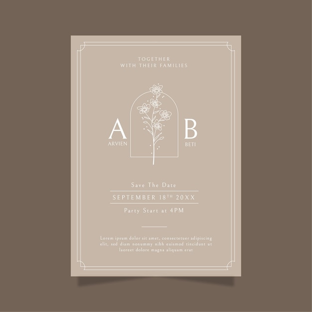 Free vector hand drawn minimalist wedding invitation template