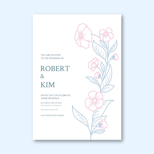 Free vector hand drawn minimalist wedding invitation template