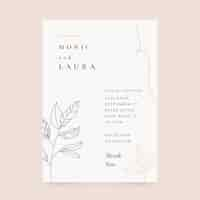 Free vector hand drawn minimalist wedding invitation template