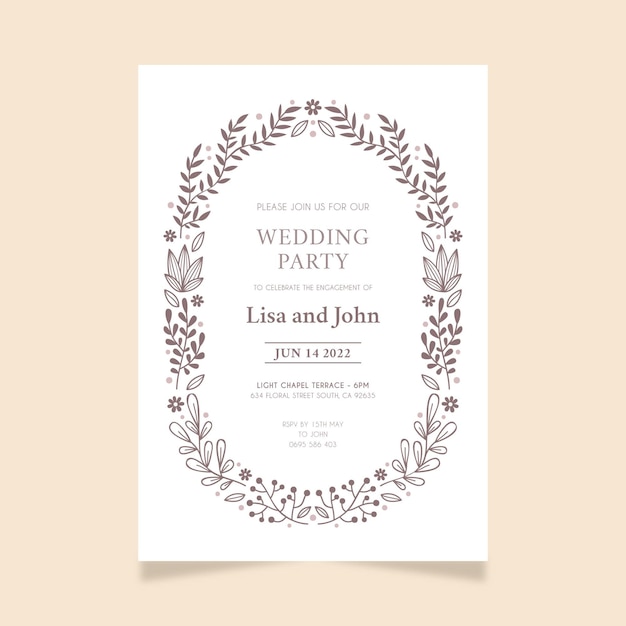 Free vector hand drawn minimalist wedding invitation