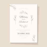 Free vector hand drawn minimalist wedding invitation