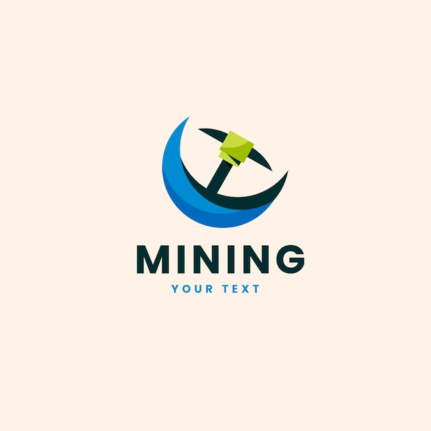 Vettore gratuito modello di logo minerario disegnato a mano