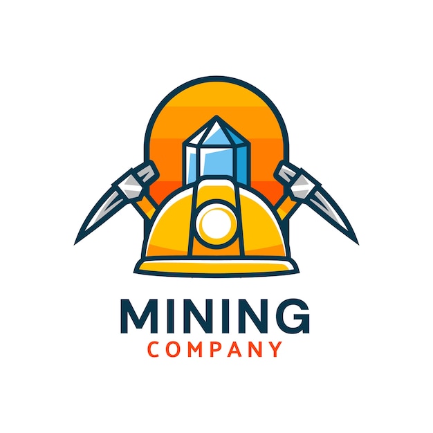 Бесплатное векторное изображение Ручной обращается шаблон логотипа горнодобывающей промышленности