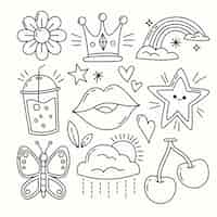 Free vector hand drawn miscellaneous doodle drawing illustration