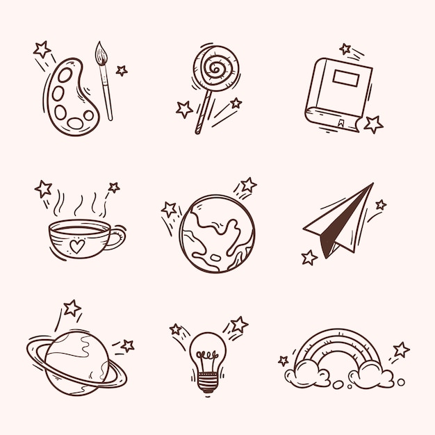 Free vector hand drawn miscellaneous doodle illustration