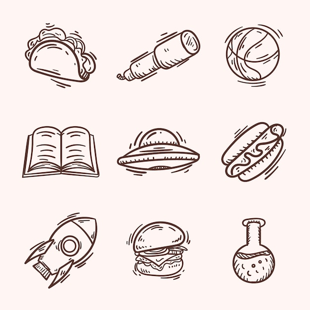 Free vector hand drawn miscellaneous doodle illustration