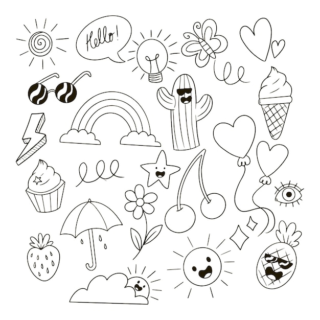 Free vector hand drawn miscellaneous doodle illustration