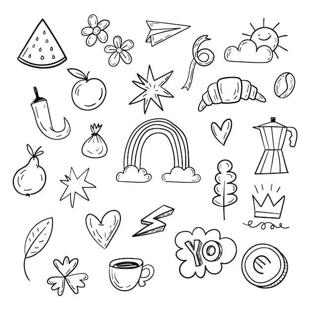 Free vector hand drawn miscellaneous doodle illustration