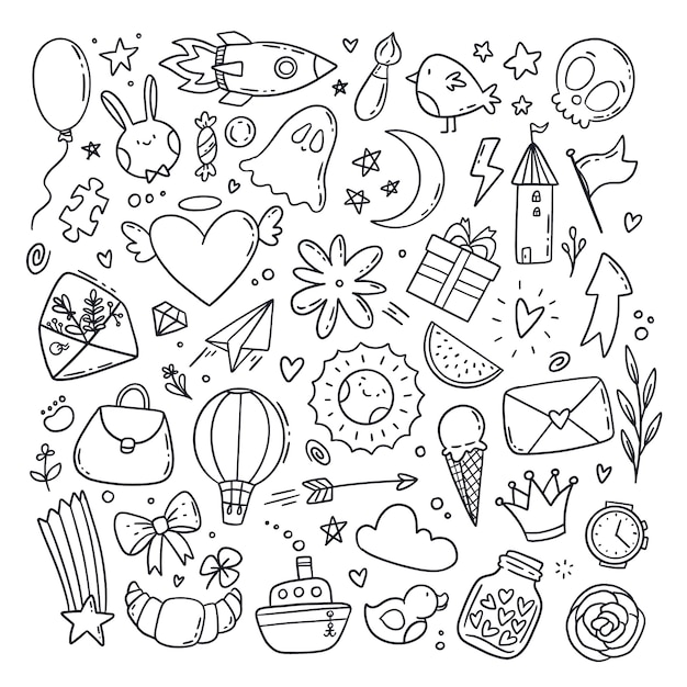 Free vector hand drawn miscellaneous doodle illustration