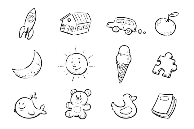 Free vector hand drawn miscellaneous doodle illustration