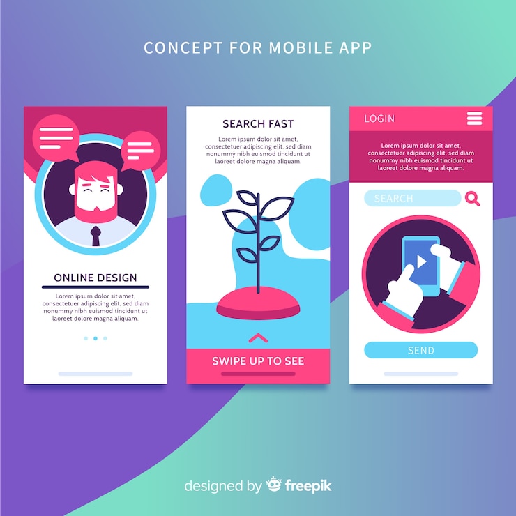 Free Vector hand drawn mobile app banner
