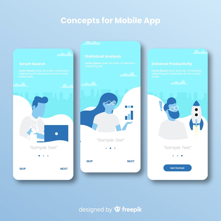 Free Vector hand drawn mobile app banner