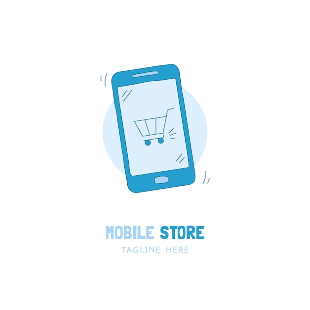 Free vector hand drawn mobile store logo design