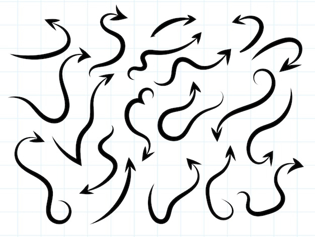 無料ベクター 手描きのモダンな矢印デザインセットベクトル