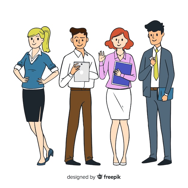 Free vector hand drawn modern business people