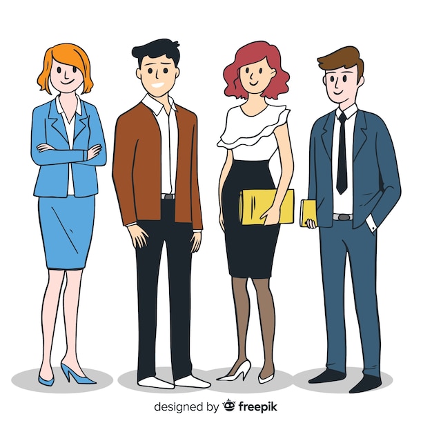 Free vector hand drawn modern business people