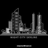 Free vector hand drawn modern city black background