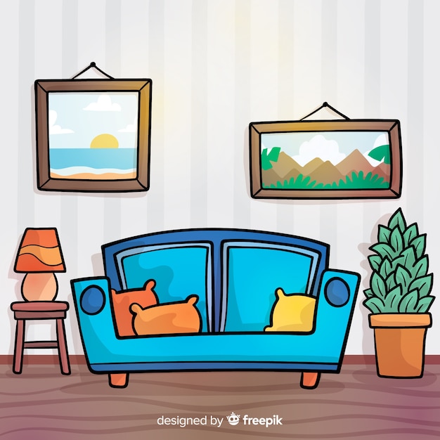 Free vector hand drawn modern living room