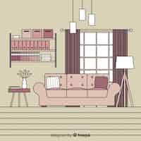 Free vector hand drawn modern living room