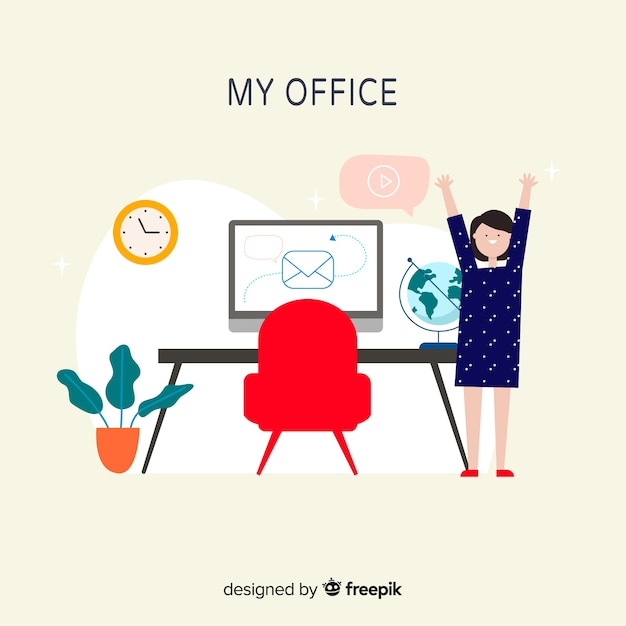 Free vector hand drawn modern office interior