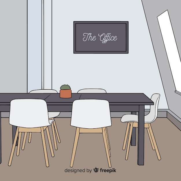 Free vector hand drawn modern office interior