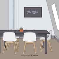 Free vector hand drawn modern office interior