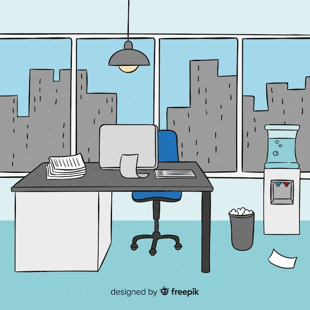 Hand drawn modern office interior