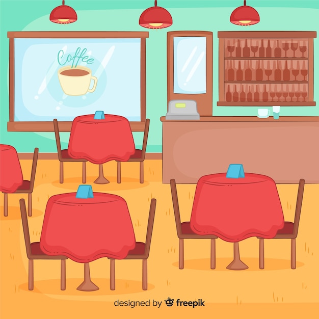 Бесплатное векторное изображение Современный интерьер ресторана