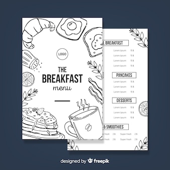 Hand drawn modern restaurant menu template