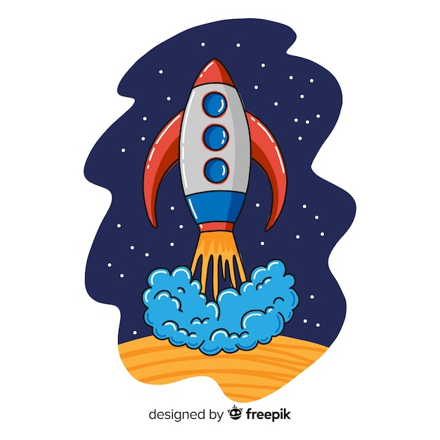 Free vector hand drawn modern space rocket