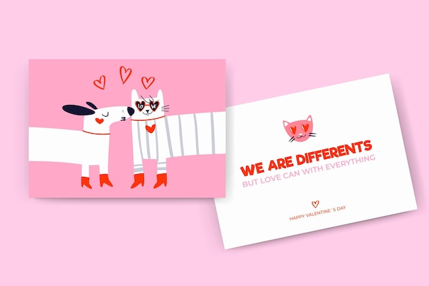 Hand drawn modern valentine's day cards