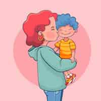 Бесплатное векторное изображение Нарисованная рукой иллюстрация шаржа мамы