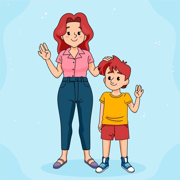 Hand drawn mom cartoon illustration