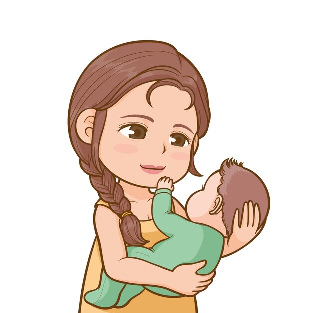 Hand drawn mom cartoon illustration