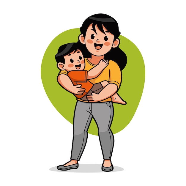 Vettore gratuito illustrazione disegnata a mano del fumetto della mamma