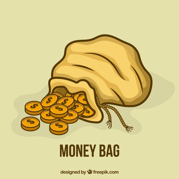 Hand drawn money bag background