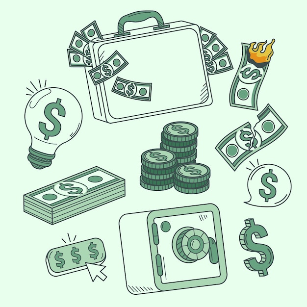 Free Vector hand drawn money drawing illustration