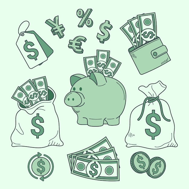 Free vector hand drawn money drawing illustration