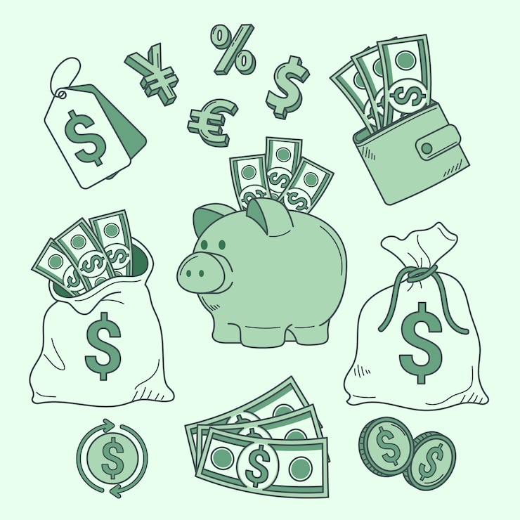 無料Vector 手描きのお金の描画イラスト