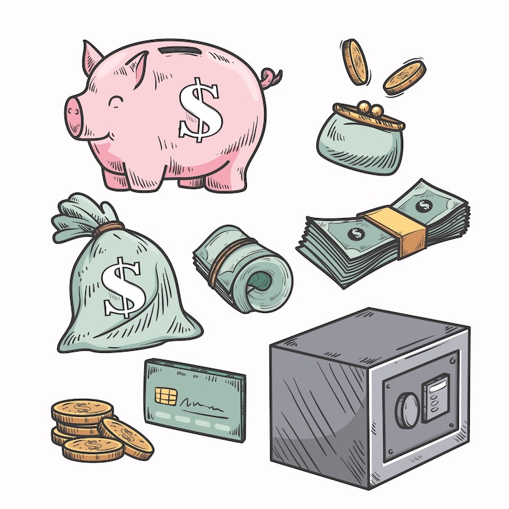 Free Vector hand drawn money drawing illustration