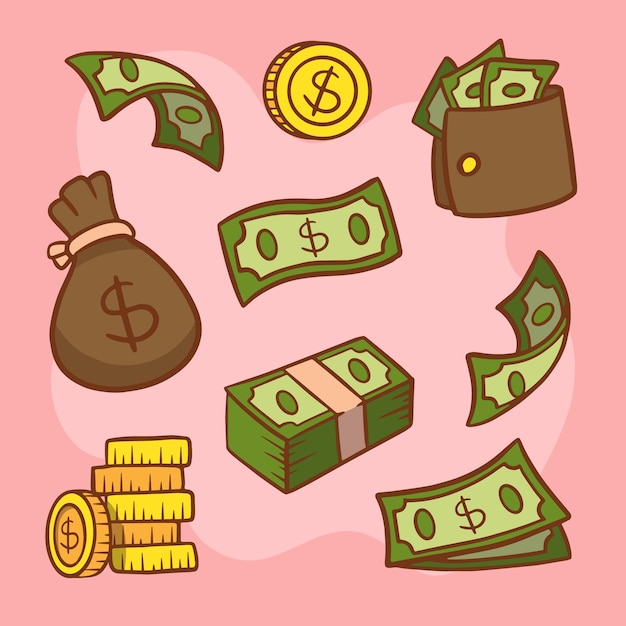 Free Vector hand drawn money drawing illustration