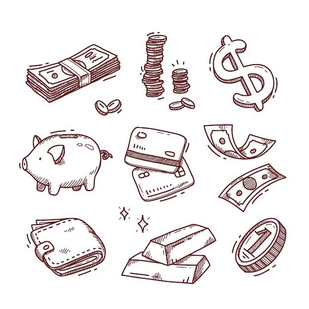 Free Vector hand drawn money drawing illustrations