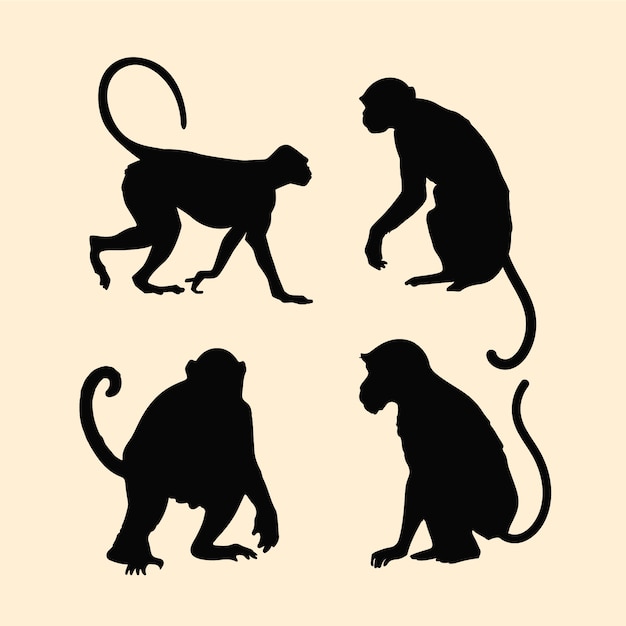 Free vector hand drawn monkey silhouette