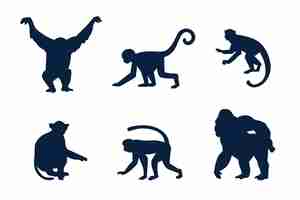 Бесплатное векторное изображение Ручной обращается силуэт обезьяны